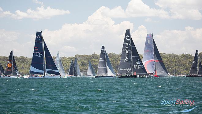 And so racing begins... - 2016 Rolex Sydney Hobart Yacht Race © Beth Morley - Sport Sailing Photography http://www.sportsailingphotography.com